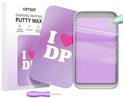 ARTDOT Stark haftendes Wachs als Diamond Painting Zubehör, 16.7 x 8.9 cm mit Versiegelter Aufbewahrungsbox & Werkzeuge für Diamond Painting Erwachsene, Violett Wax