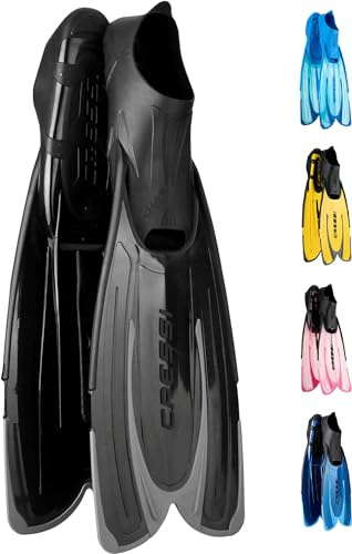 Cressi Agua Fins Schwimmflossen - Verstellbares Fußteil zum Tauchen - Ergonomische Kurzflossen Erwachsene & Kinder - Langlebiges Fin-Material - Schwarz/Schiere Freude - 45/46
