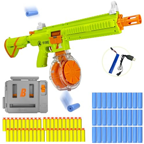 Elektrische Schaumstoff Blaster Spielzeugpistole, Rotierender Trommel - 015 | 2 Modi, Automatischer & Manueller Patronenauswurf, Automatische 416 Blaster Pistolen, Toy Gun Gift fur Kinder