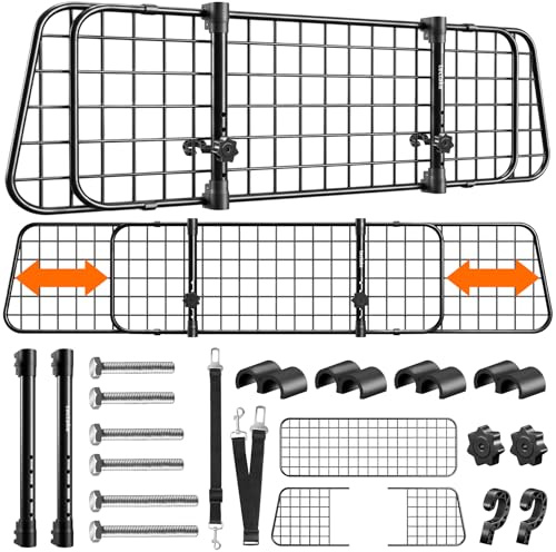 tectake® Hundegitter Auto, universal Hundeschutzgitter mit Variabler Breite, mobiler Kofferraumschutz, Gitter Trenner Absperrung, Zubehör für Auto Reise mit Hund, Hundeabsperrgitter,