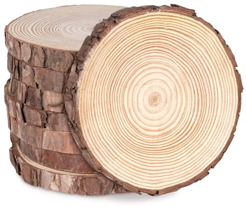 ilauke Holzscheiben 16-17 cm, 8 Stück Baumscheiben Holzplatte Rund Ca.15mm Dicke, Baumscheiben Rund für DIY Handwerk Hochzeit Weihnachten Dekoration Aus Holz Gemälde Untersetzer zum Basteln