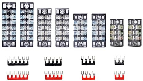 HAXIHA 600V 15A Schraubklemmenleiste 8 Sets 3/4/5/6 Positionen,Zweireihiger Schraubklemm Leisten-Block,mit Abdeckung 400V 15A Vorisolierte Terminal Barrier Strip für Elektronische Schaltung
