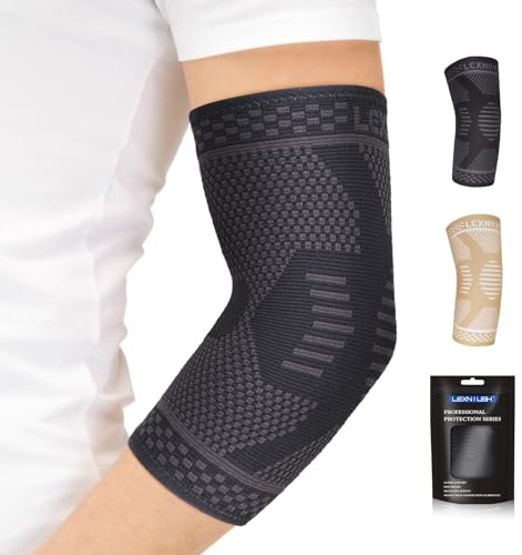 Lexniush Tennisarm Bandage für Damen/Herren - Kompression Ellenbogenbandage für Tennisarm, Golferarm, Sport, Gym - Ellenbogen Bandage Rechts/Links für Arthritis, Sehnenentzündung, Schwarz, M
