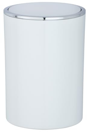 WENKO Kosmetikeimer Mod. Inca 5 Liter Abfallbehälter mit Deckel für Gäste-WC Badezimmer Mülleimer Kunststoff BPA-frei Weiß Ø 18,5 x 25,5 cm