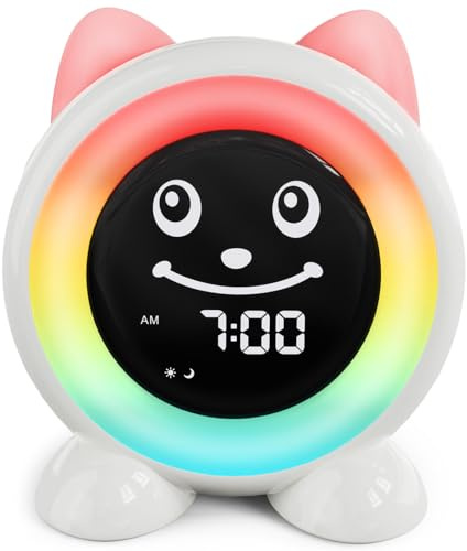 Wecker Kinder Schlaftrainer Kinder, mit Weckfunktion und 11 Lichtmodi | Timer, Snooze-Funktion, Geschenk für Mädchen und Jungen