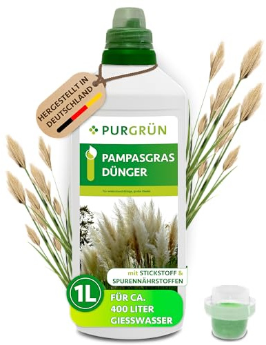 Purgrün® Pampasgras-Dünger 1 Liter – Fördert schnelles & robustes Wachstum – Prächtige Blütenbildung mit Spurennährstoffen – Stärkt die Widerstandskraft mit Kalium – Für bis zu 400 Liter Gießwasser
