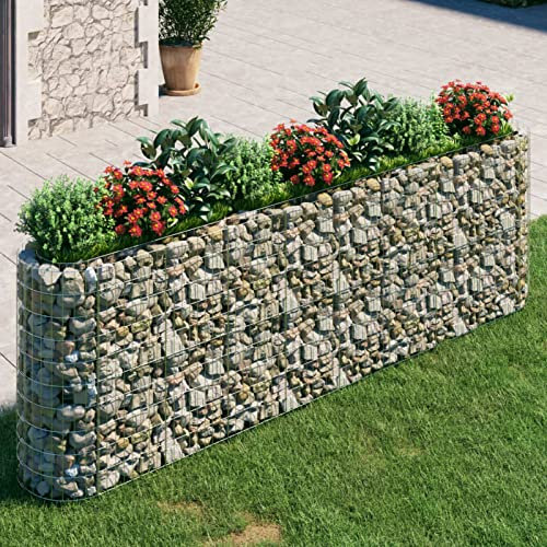 Chusui Gabionen-Hochbeet, Kräuterspirale, Hochbeet Im Garten, Pflanzkübel, Pflanzsteine, Verzinktes Eisen 330x50x100 cm