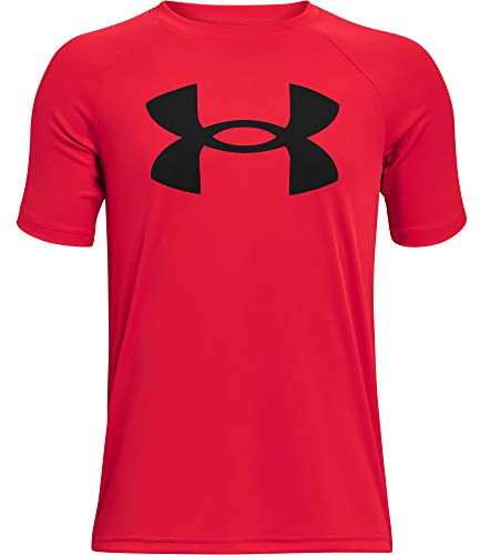 Under Armour Jungen UA Tech Big Logo SS, weiches Sport Shirt, funktionales T-Shirt für Jungen, Rot (600)/Schwarz, XL