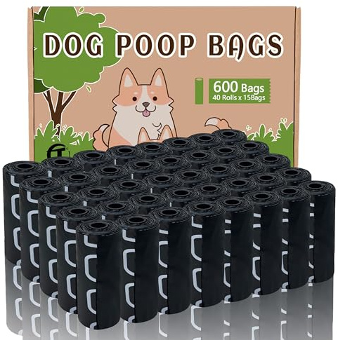 AiTodos® 600 Stück Hundekotbeutel, Schwarz, Geeignet zum Verlassen des Hauses, Kotbeutel für Hunde - 30 * 21,5 cm, Polyethylen-Material, Tragbar - Hunde Kotbeutel (40 Rollen, 15 pro Rolle)