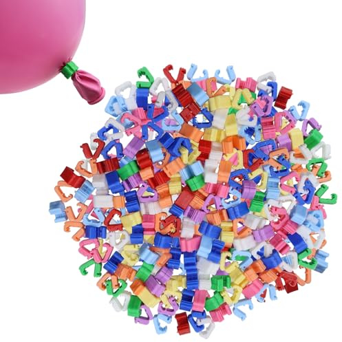 INNAL 400 Stück Ballonverschlüsse, PVC Luftballon Verschluss Clip Ballon Knotenhilfe Farbe Luftballon Verschlüsse Knotenhilfe für Luftballons Girlande Ballonband Helium Balloon Ballon Halter