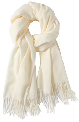 FULEI Damen-Schals mit Kaschmir-Gefühl Lange Fransen-Schals Damen-Wraps Schals, cremeweiß, One size
