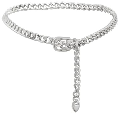 JKJF Metall Kettengürtel Damen Taille Gürtel Einstellbare Körperkette Für Party Hochzeit Alltagskleidung –Silber