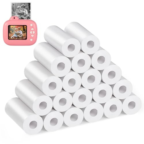 Diboniur 20 Rollen Thermopapier Kinderkamera, Thermopapier für Sofortbildkamera Kinder, Thermodrucker Papier für Kinderkamera Sofortbildkamera, Kinder Sofortbildkamera Papier Weiß, 57mm x 25mm