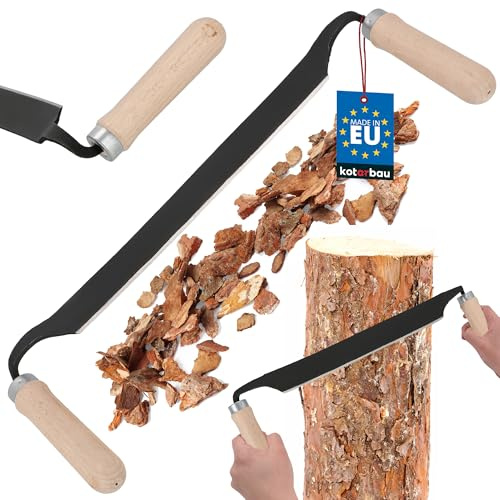 KOTARBAU® Zugmesser - 280 mm - Geschmiedet - Ziehmesser für Holz - Werkzeug für Holzbearbeitung - mit ergonomischen Holzgriffen - Schäleisen - Stahl