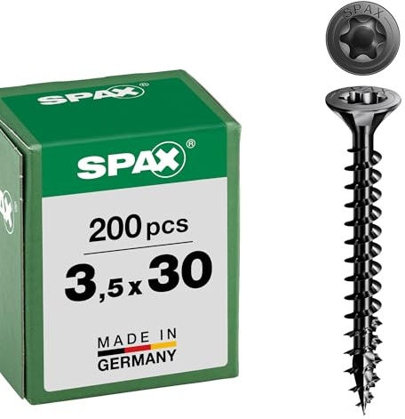 SPAX Universalschraube, Senkkopf, schwarz, T-STAR plus, Vollgewinde (3,5x30 mm 200 Stück)