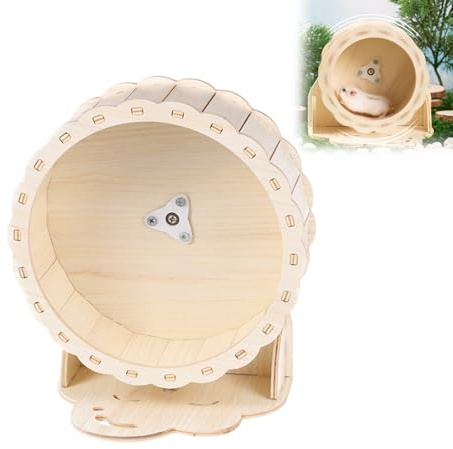 Hamsterrad, Hamster Spinner, Hamster Holzlaufrad, Kleintierzubehör Laufrad Motion, Nagerzubehör, Kleintierspielzeug, Laufräder für Rennmäuse, Kleine Haustiere, Durchmesser 22cm