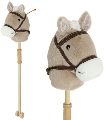 AIYAPLAY Hobby Horse Steckenpferd mit Sound, Rolle für Kinder 12-36 Monate | Holzstock, Hobby Horsing aus Polyester, Stockpferd & Rollenspiel