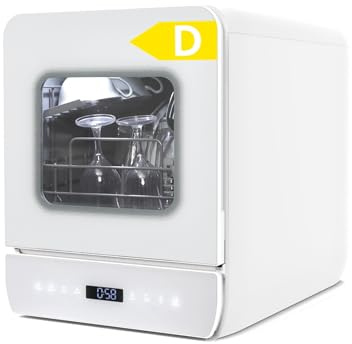 eklipt Mini Geschirrspüler für 3 Gedecke, Tischgeschirrspüler mit 7 Programme mit Trocknungsfunktion, mit/ohne Wasseranschluss Benutzbar, Spülmaschine 4.8L, Touch Control für Wohnmobile Wohnungen