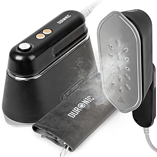Duronic HS90 BK Mini Reisebügeleisen, 1200W Mini Bügeleisen Dampfglätter | Dampfbügeleisen 90ml Wassertank, kleines Reisebügeleisen dampf, Handbügeleisen Keramikfläche, für Kleidung nähen, schwarz
