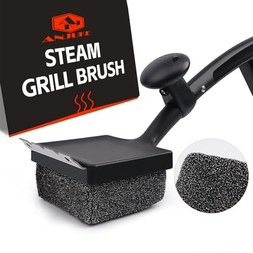 Grillbürste, 4-in-1 Grillbürste Gusseisen mit Edelstahlschaber, wiederverwendbarer Grillreinigungsbürstenkopf, bestes Grillzubehör ür Gasgrill, Holzkohlegrill, Grillrost - Geschenke für Männer