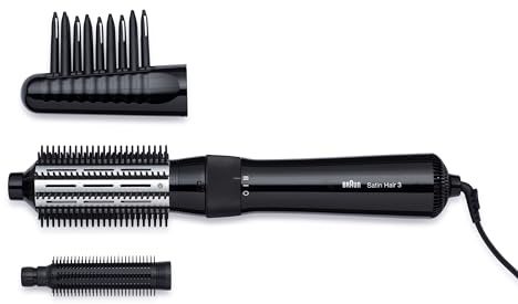 Braun Satin Hair 3 Warmluft-Lockenbürste, inkl. Kamm- und Bürstenaufsatz, AS 330, schwarz, 1er Pack