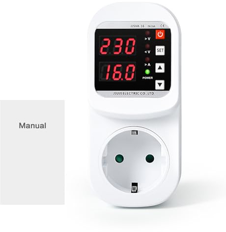Ailao Überspannungsschutz Steckdose LED Einstellbar Überspannungsschutz Steckdosenadapter Blitzschutz Steckdose 230V AC 16A Automatische Abschaltung bei Überspannung und Neustart.