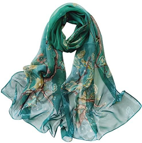 FAIRYGATE Chiffon Schal Damen Georgette Blumenmuster Halstuch Für Frauen Bunt Schals Florale Tuch Seidenschal 50015