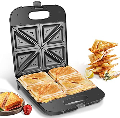 Aigostar Sandwichmaker XXL für 4 Sandwiches, Schnellaufheizung, 1400 W | Sandwichtoaster mit Antihaftbeschichtung, Automatische Temperaturregelung, Vertikale Lagerung, Rutschfeste Füße, BPA-frei