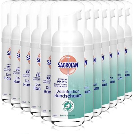 Sagrotan Desinfektion Handschaum – Kleines Handdesinfektionsmittel für unterwegs – 12 x 50ml antibakterieller Schaum
