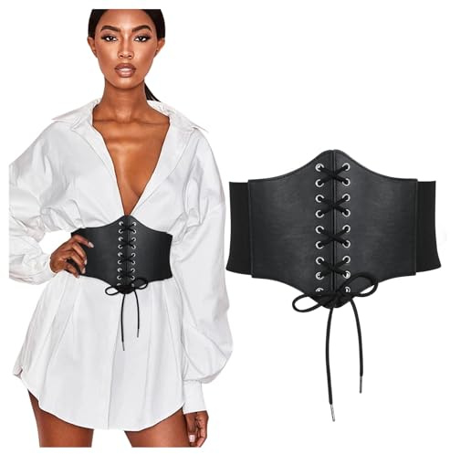 WHIPPY Damen Schnürkorsett gebundener Waspie Breitgürtel elastischen Korsett Taille Gürtel Schnürgürtel