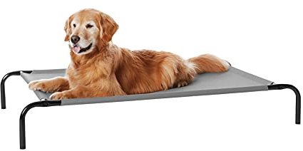 Amazon Basics Kühlendes erhöhtes Hund Haustierbett, Grau, Größe L, L 130 x B 80 x H 19 cm