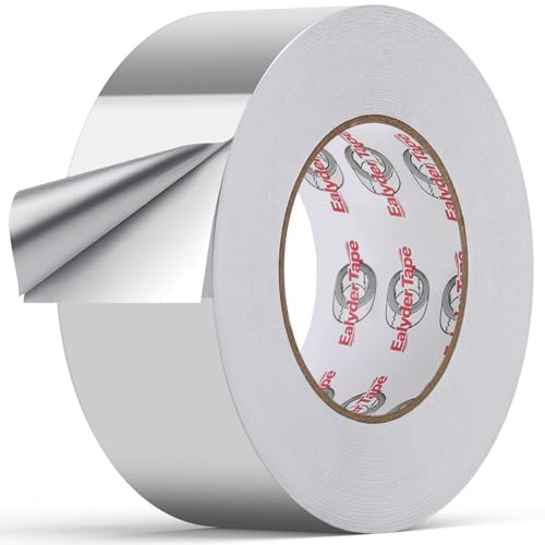 Ealyder Tape Aluminium Klebeban 50 mm × 59 m – Reines Aluminiumband Hitzebeständiges Selbstklebendes Wasserdichtes für Abdichtung, Dämmung und Lüftungsleitungen, Dauerhafte Reparaturen