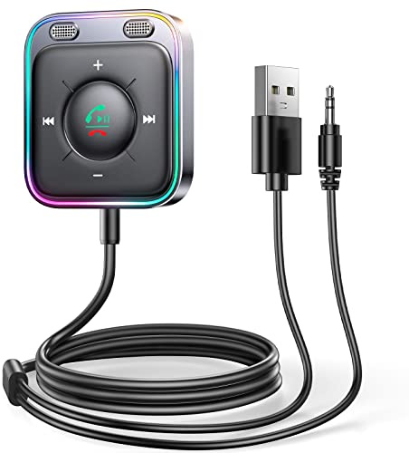 JOYROOM 2026 Aux Bluetooth Adapter Auto mit Freisprecheinrichtung,【Hi-Fi Stereo Audio】 USB Adapter【Plug & Play】 KFZ Bluetooth 6.0 Empfänger Klinke Aux für Auto Lautsprecher, Verstärker