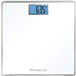 Rowenta BS1501 Classic Digitale Personenwaage aus gehärtetem Glas, 31 x 31 cm, präzise Skala alle 100 g, intelligente Funktionen, großes Display, Batterien im Lieferumfang enthalten
