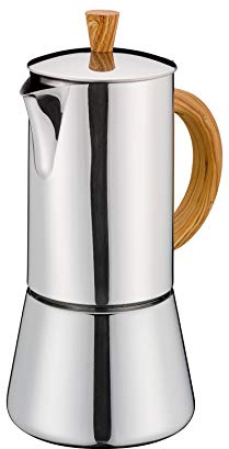 Cilio Espressokocher Figaro 6 Tassen, Edelstahl, induktionsgeeignet | Mokkakocher, rostfreier Edelstahl, für alle Herdarten geeignet, induktionsgeeigneter Boden, 23 cm Höhe