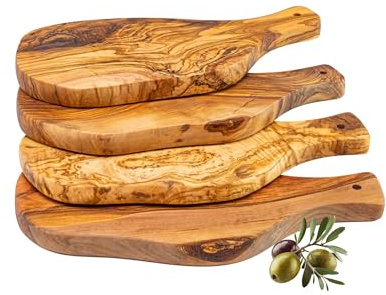 Erreke Schneidebrett aus Natürlichem Olivenholz, 4er-Set, 28 x 13 cm, Wurst