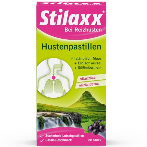 Stilaxx Hustenpastillen 28 Pastillen - bei Reizhusten - reizlindernde Wirkung - für Kinder ab 4 Jahren - mit Cassis-Geschmack