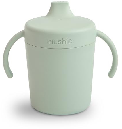 mushie Trinkbecher mit deckel Auslaufsicher | Trinklernbecher Schnabeltasse ab 6 monate, Kapazität 230 mL | Kinderbecher | Material: Kunststoff | Spülmaschinen- und mikrowellenfest | (Sage)