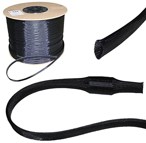 Lumonic 10m Geflechtschlauch 5mm (3-7mm) I Gewebeschlauch Kabel aus Polyester in Schwarz I Kabelschlauch, Schutzschlauch, Kabelschutz, Kabelummantelung
