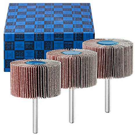PFERD TOOLS Fächerschleifer-Set F, 3-tlg. | Korund Ø50x30mm Schaft-ø 6mm A60, 80, 120 | 44498004 – für Feinschliff & Finish
