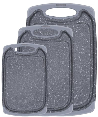 SHURFFY Schneidebrett Spülmaschinenfest, 3 Stücke Cutting Board, BPA-freie Kunststoff Schneidebrett, Plastik Hackbretter
