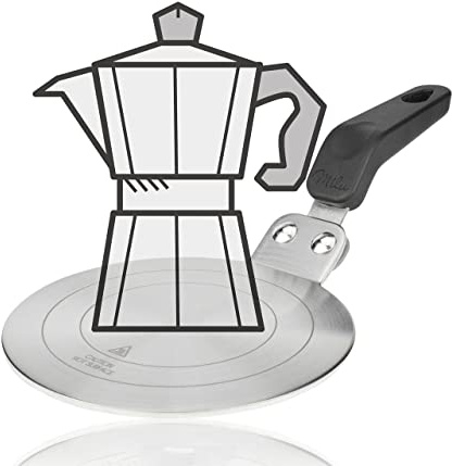 Milu Induktion Adapterplatte 13cm Edelstahl – Adapter Espressokocher I Verwendung von Moka Kochgeschirr und Kaffeekannen auf Induktionskochfelder (Ø 13cm)