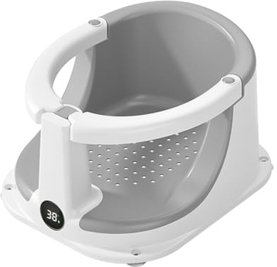 Baby-Badesitz, rutschfest, integrierter Temperatursensor, ergonomischer Sicherheitssensor, 33 cm, 1 Stück, Blau, für Zuhause, beim Baden und Babyparty