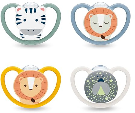 NUK Perfect Match Air Day & Night Baby-Schnuller | 18-36 Monate | Leuchtende Schnuller, die Luftzirkulation fördern & Speichelrash verhindern | 95 % Baby-Akzeptanz** | Sortiert | 4 Stück