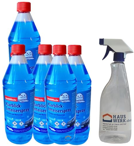 Scheibenenteiser SET / 5 x 1 Liter Enteiserspray Nachfüllflasche 1 leer Sprühflasche