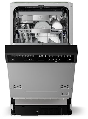 Klarstein Velaire Geschirrspüler 45cm - Halbintegriert, 10 Plätze, 9 Programme, 42 dB, B Energieklasse, AquaStop, Kindersicherung, Spülmaschine teilintegriert