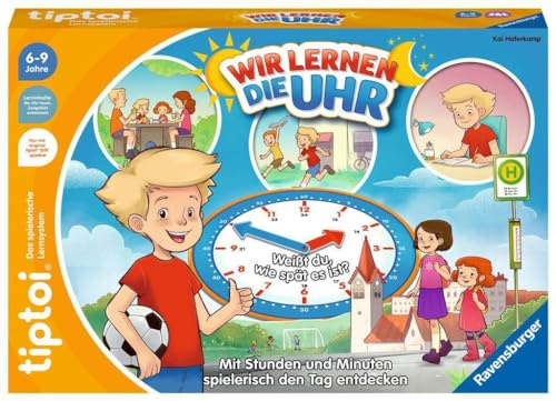 Ravensburger tiptoi® Spiel 00126 - Wir Lernen die Uhr - interaktives Lernspiel ab 6 Jahren, mit digitaler und analoger Uhr zum selbst einstellen