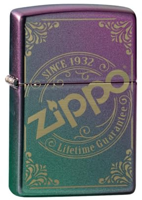 Zippo Sturmfeuerzeug - Since 1932, Iridescent, Laser Engrave - Nachfüllbar - Wiederverwendbar - Windfestes Design - Geschenkbox - Made in USA