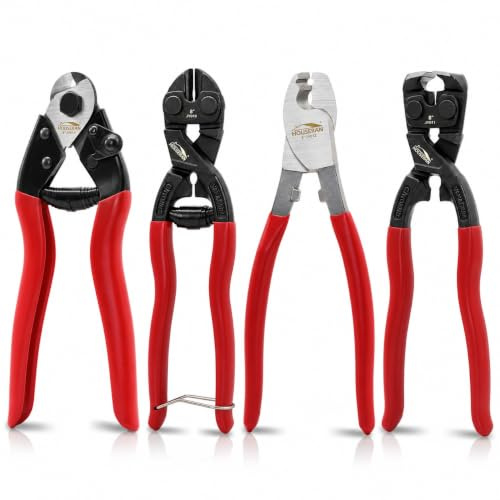 HOUSERAN 4-teiliges Bolzenschneider-Set, Zangen Set | mit Kabelschneider, Bolzenschneider, Drahtseilschneider, Endschneidezange mit Werkzeugkasten