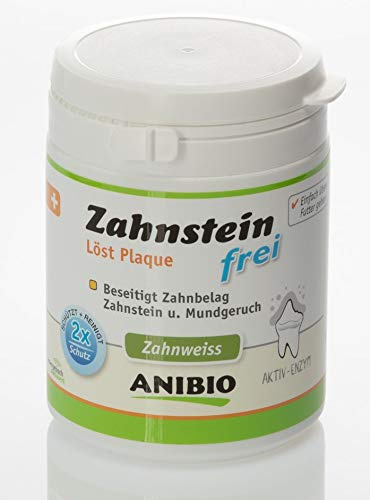 Anibio Zahnstein-frei Pulver 140 g – Natürliche Zahnpflege für Hunde & Katzen | Entfernt Zahnstein & Zahnbelag, reduziert Mundgeruch, löst Plaque